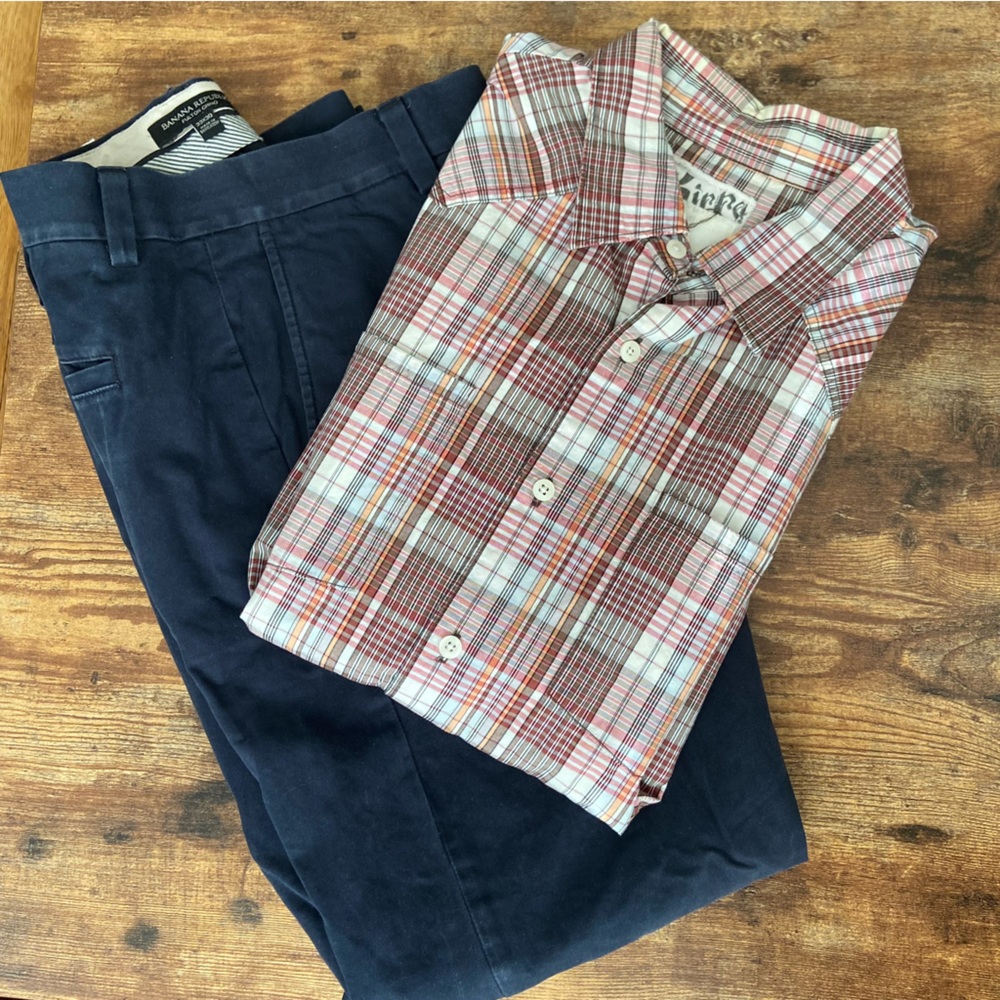 Short Sleeve Button Down Plaid Shirt